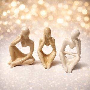 Elegant Cream and Tan Abstract Figurines